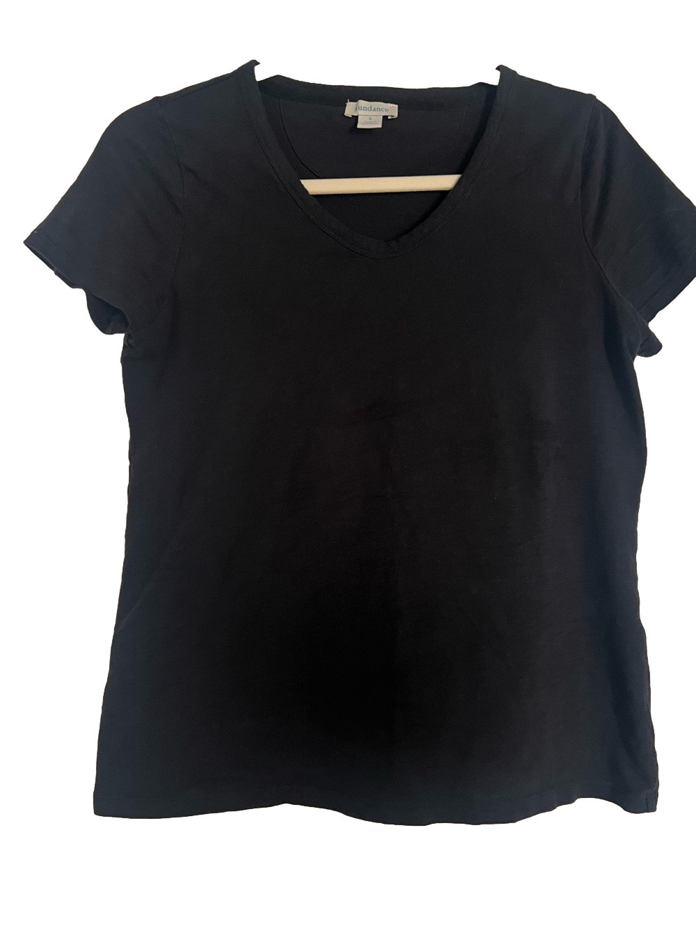 Sundance Womens Black Cotton V-Neck Short Sleeve T-Shirt - Size Small